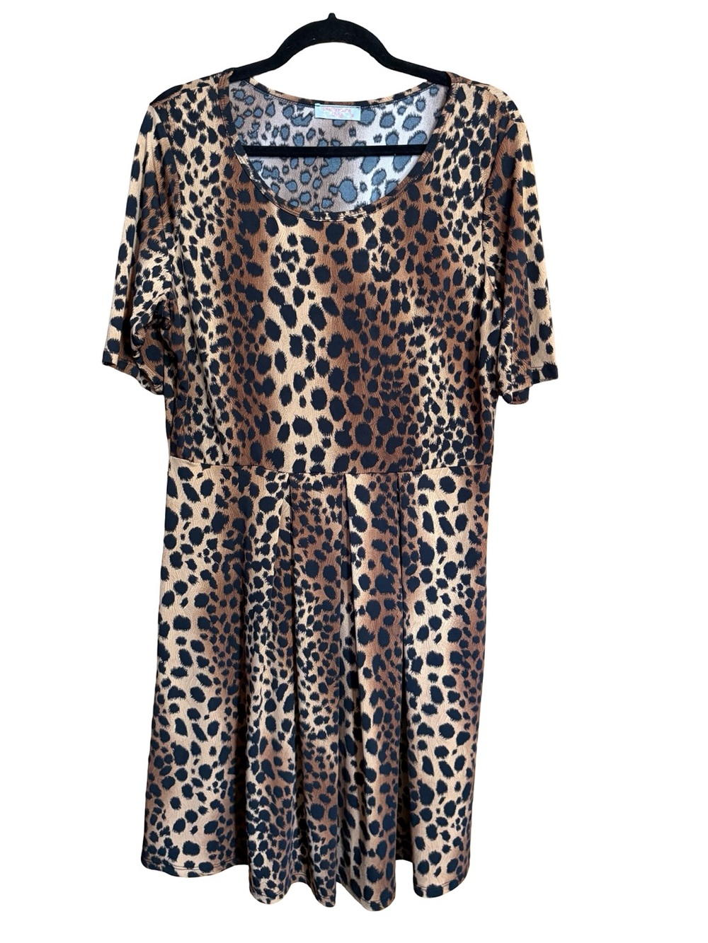 Pretty Young Thing Leopard Animal Print Short Sleeve Stretchy Pleated Mini Dress